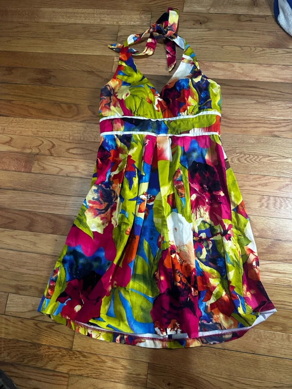 A Byer Floral Halter Dress Y2K Resortwear Vacation Vibrant‎ Sz 9